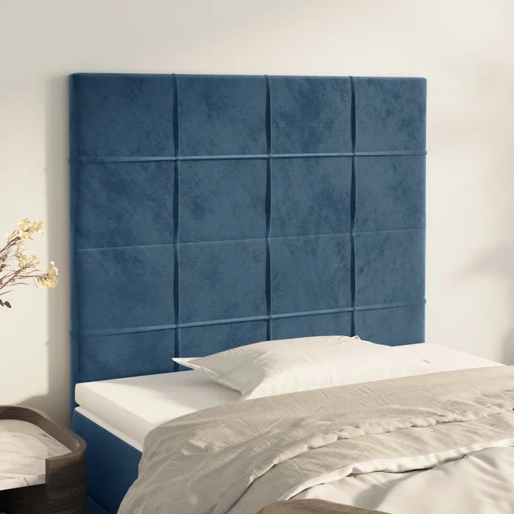 vidaXL Kopfteile 2 Stk. Dunkelblau 100 x 5 x 78/88 cm Samt 3116378 – Bild 1