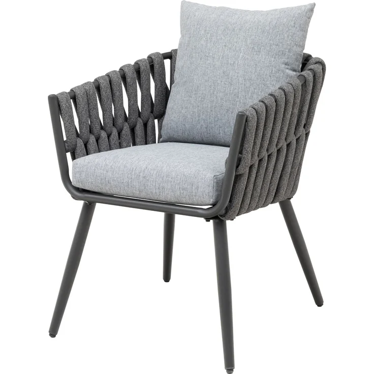 Gardissimo Nizza 2er-Set Rope Alu Loungesessel Dining Gartenstuhl grau – Bild 2
