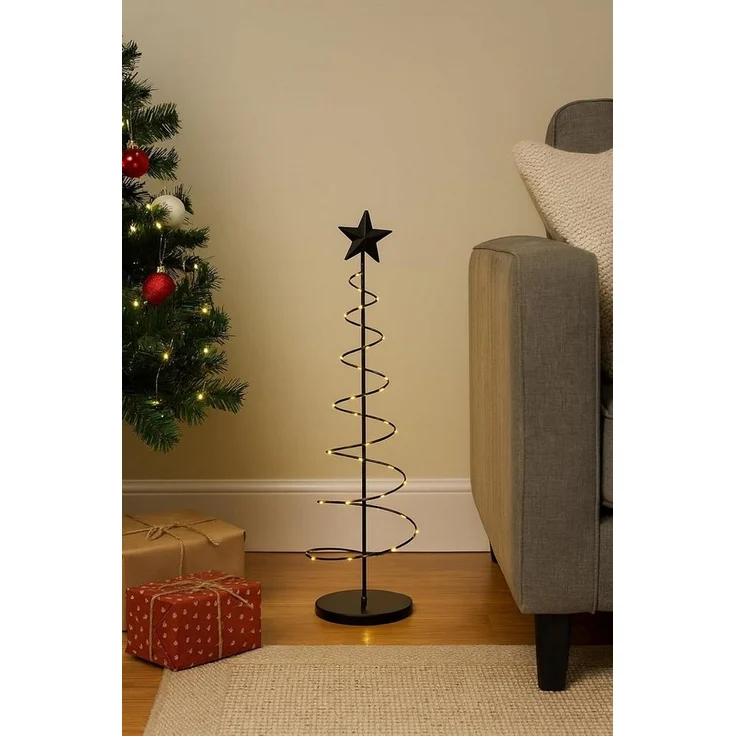 mucHome Künstlicher Weihnachtsbaum Spiral Weihnachtsbaum 60cm mit 40 warmweiße LED Metall – Bild 2