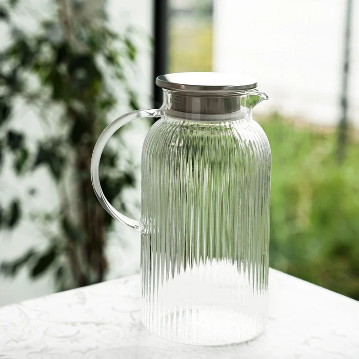 Glaskaraffe "Freya Caraffa" aus hochwertigem Borosilikatglas mit Deckel - 1800ml – Bild 5