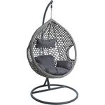 Polyrattan Hängesessel Hängekorb mit Gestell Rattan Hängestuhl Sessel Grau