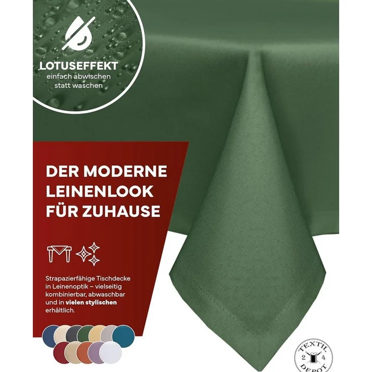 texpot Tischdecke Lotuseffekt Leinenoptik Bügelfrei Fleckschutz wasserabweißend (1-tlg)