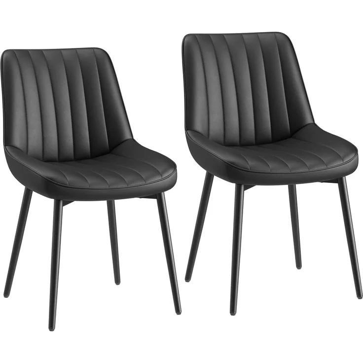 COLAMY Esszimmerstühle 2er Set aus technischem Stoff – Gepolsterte Stühle für Esszimmer & Küche mit Metallbeinen, Dickem Sitzpolster & Rutschfesten Füßen, Schwarz