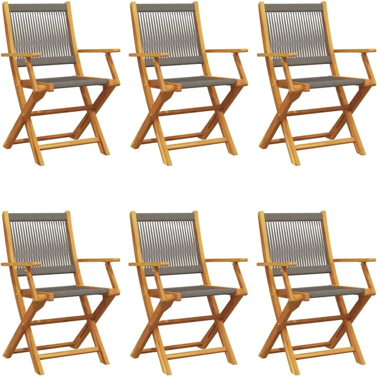 vidaXL Gartenstühle 6 Stk. Klappbar Grau Massivholz Akazie 3214569 – Bild 1