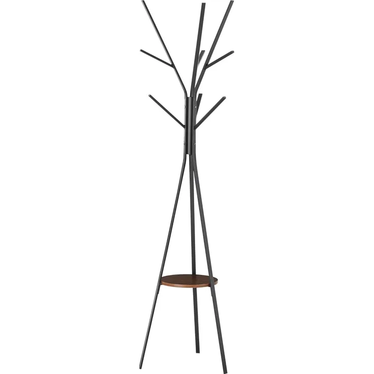 HOMCOM Garderobenständer Standgarderobe mit 8 Kleiderhaken, (Kleiderständer, 1 St, Hutständer), Metall, Braun, 45 x 45 x 180 cm