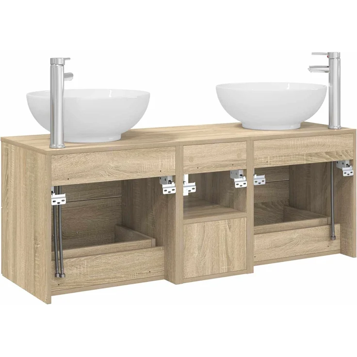 vidaXL Badezimmerschrank-Set 3 stk. Sonoma-Eiche 129 x 44,5 x 80 cm 3405901 – Bild 8