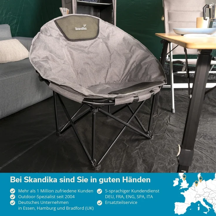 Skandika Campingstuhl Moonchair Kupari, Faltsessel, Gartenstuhl, Klappstuhl bis 150 kg, weich gepolstert, Tragetasche, Große Sitzfläche, bequem, Outdoor – Bild 7