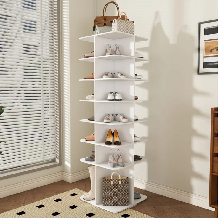 ANYSUN Schuhschrank Schuhregal 360° drehbar, 7/8 Ebenen, platzsparender Schuhturm Freistehend, mit hohem Stiefelfach, für Flur, Ankleide & Schlafzimmer – Bild 1
