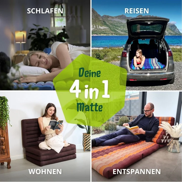 Klappmatratze Klappmatratze 80 cm (Basic) vegan und handgefertigt, 200 x 80 x 8 cm, livasia, 8,00 cm hoch, Kapok – Bild 3