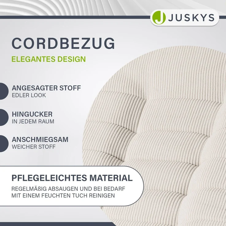 Juskys Relaxsessel Korsika - ergonomisches Design, 360° drehbar, hoher Komfort, klappbar, modernes Design, 5-lagige Polsterung, Cord-Bezug - Beige – Bild 6