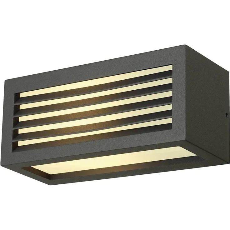 SLV BOX-L | LED Wandleuchte, Außenbeleuchtung von Wänden, Wegen, Eingängen, LED Strahler, Wand-Lampe aussen, Aussenleuchte LED, Gartenlampe, Wege-Leuchte | anthrazit, IP54, E27