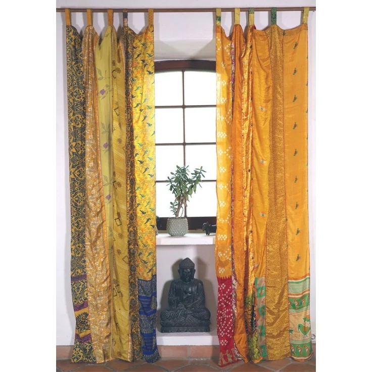 Guru-Shop Vorhang Seidiger Vorhang (1 Stk) Gardine aus Patchwork.. – Bild 3