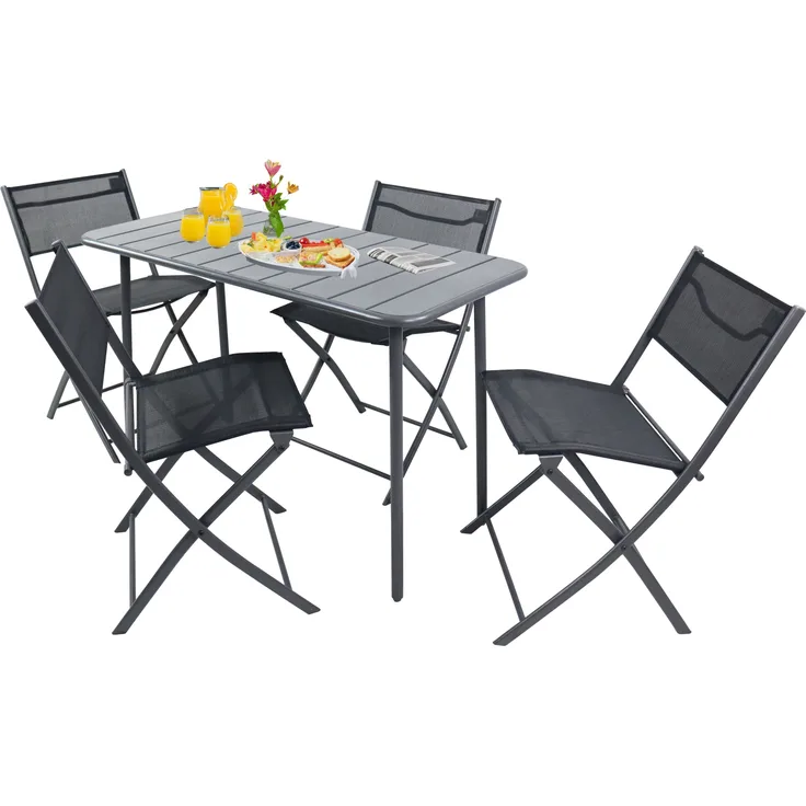 VCM Gartenmöbel-Set Sumila 920516 Schwarz H. 79 x B. 110 x T. 55 cm