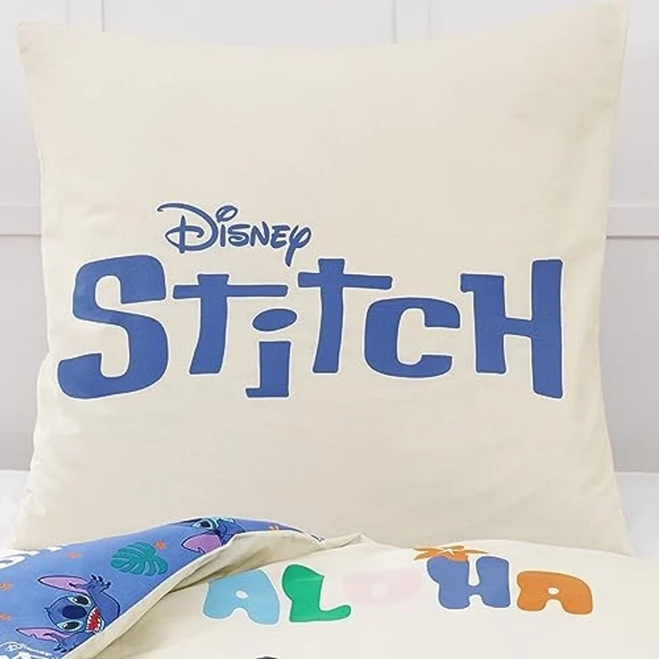 MTOnlinehandel Bettwäsche Lilo & Stitch 135x200 + 80x80 cm, 100 % Baumwolle, Renforcé, 2 teilig, Disney's Kinderbettwäsche mit Reißverschluss – Bild 3