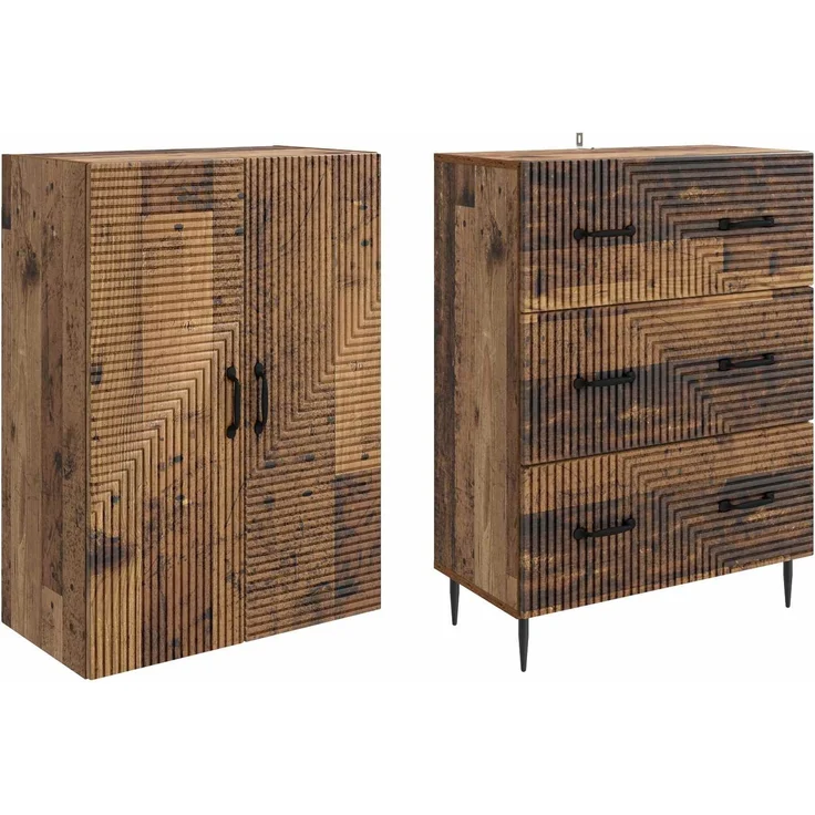 vidaXL Schrankset 2 pcs Altholz 66 x 34,5 x 90 cm Holzwerkstoff 3416644 – Bild 3