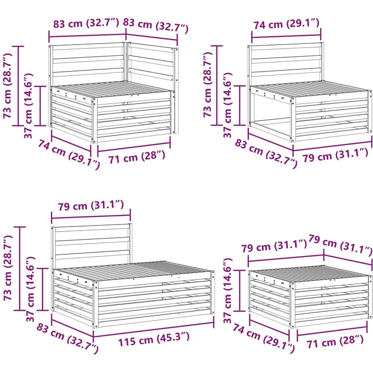 vidaXL 6 stk. Outdoor-Sofagarnitur Weiß 3391119 – Bild 12