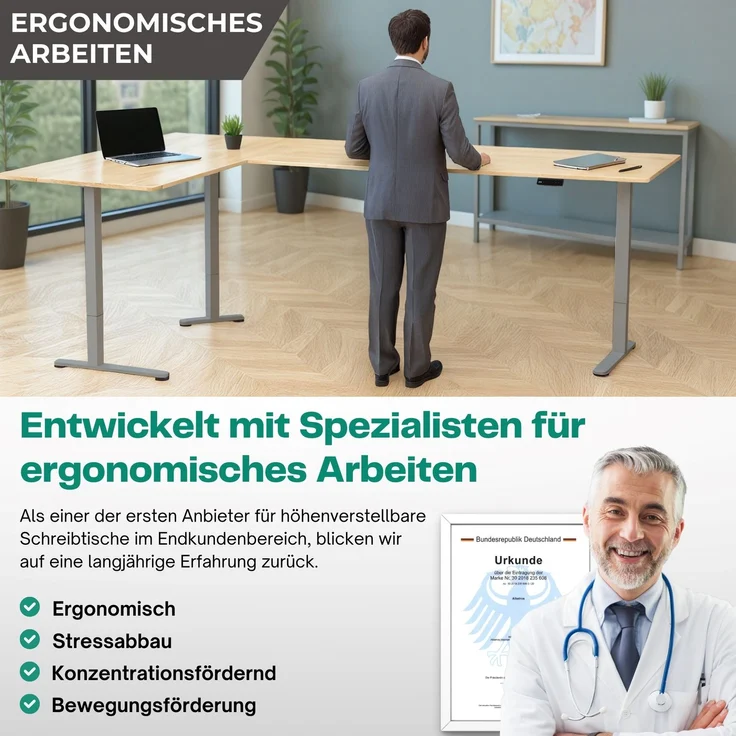 Albatros LIFT L7S Gestell für Eckschreibtisch Höhenverstellbar Elektrisch silber - Winkelschreibtisch Memoryfunktion, - Schreibtischgestell Höhenverstellbar und Stufenlos – Bild 6