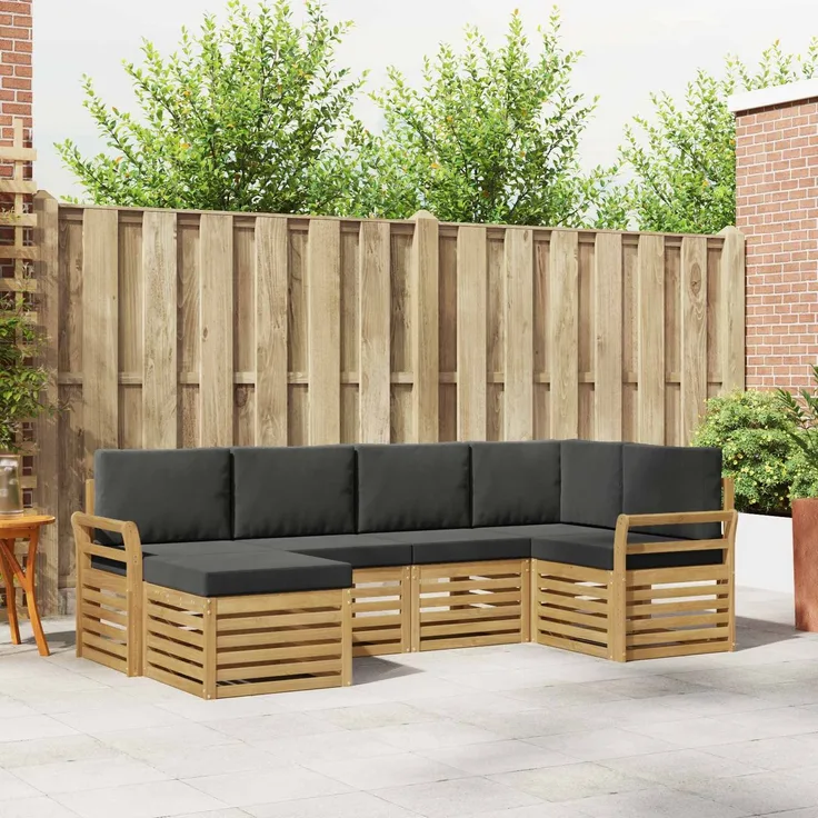 vidaXL Outdoor-Sofagarnitur 6 stk. 5-Sitzer Weiß und Anthrazit 3392117
