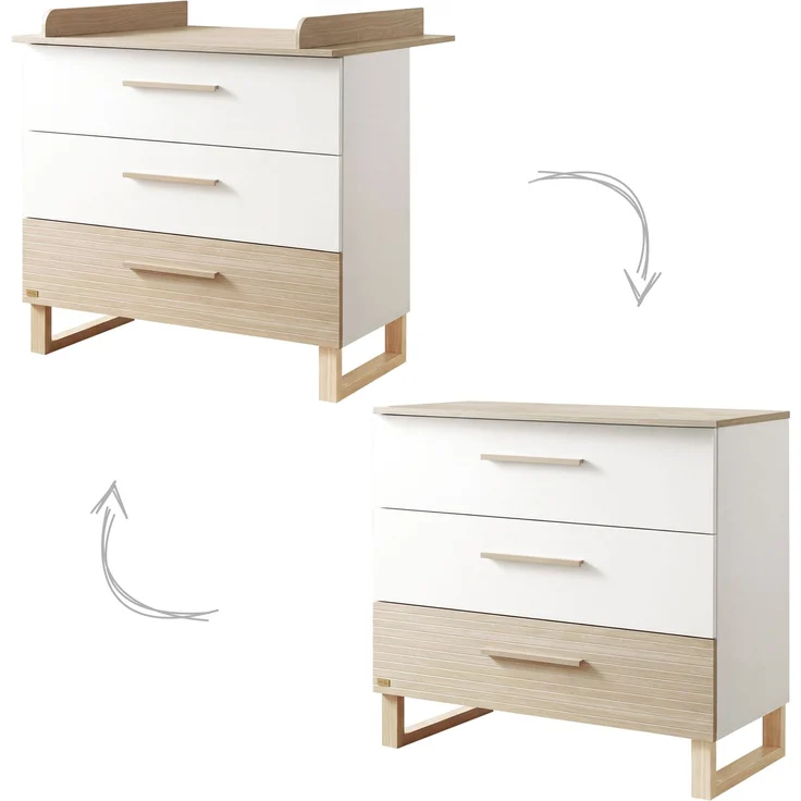 roba Kinderzimmerset Noah - Babyzimmer Set mit Baby- & Beistellbett 60 x 120 cm, Wickelkommode und 3-türigem Kleiderschrank - Weiß & Cashmere – Bild 10