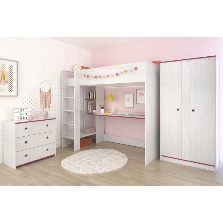 Jugendzimmer-Set >Smoozy 28a Blau< in Kiefer Weiss (Nachbildung) – Bild 2