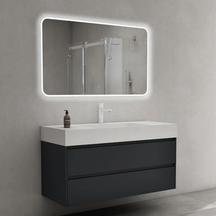 doporro Badmöbel-Set Badezimmermöbel Waschbecken Waschtisch Badezimmer-Schränk, Wasser abweisend, großer Stauraum – Bild 4