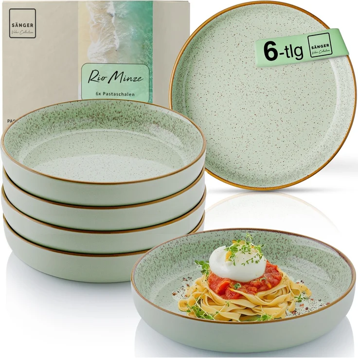 SÄNGER Pastaschalen Set Rio Minze - 6 teilig aus Steingut – Bild 1