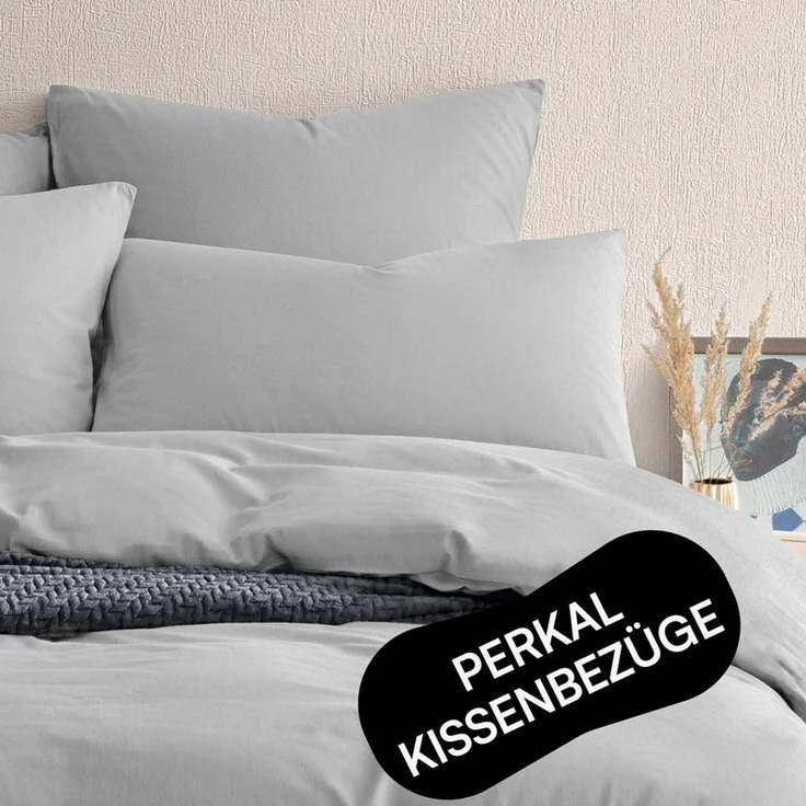 Seralino Kissenbezüge Perkal Kissenbezug (100% Baumwolle) weich angeraut, hautfreundlich, besonders weich & atmungsaktiv, BCI zertifiziert, mit Reißverschluss – Bild 1