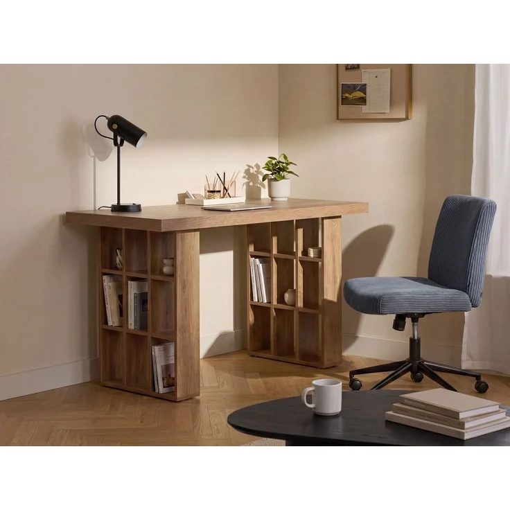 Schreibtisch ELURA Hellbraun 120 cm 60 cm mit Fächern – Bild 3