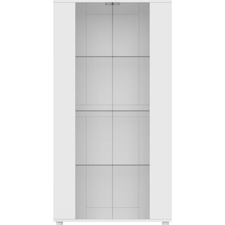 Merax Vitrinenschrank mit 2 Glastüren, 4 Ablageflächen und verstellbarer LED-Beleuchtung – modernes Design für Wohnzimmer, Weiß, 80×36×150.5cm – Bild 10