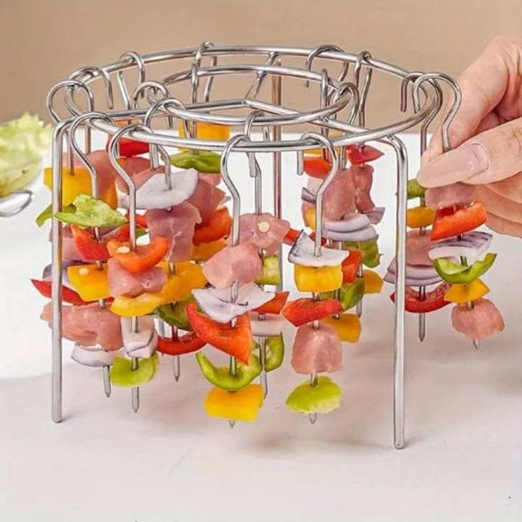 ABC Grillrost mit Grillspießen aus Edelstahl, 12/24 Grillnadeln – Bild 5