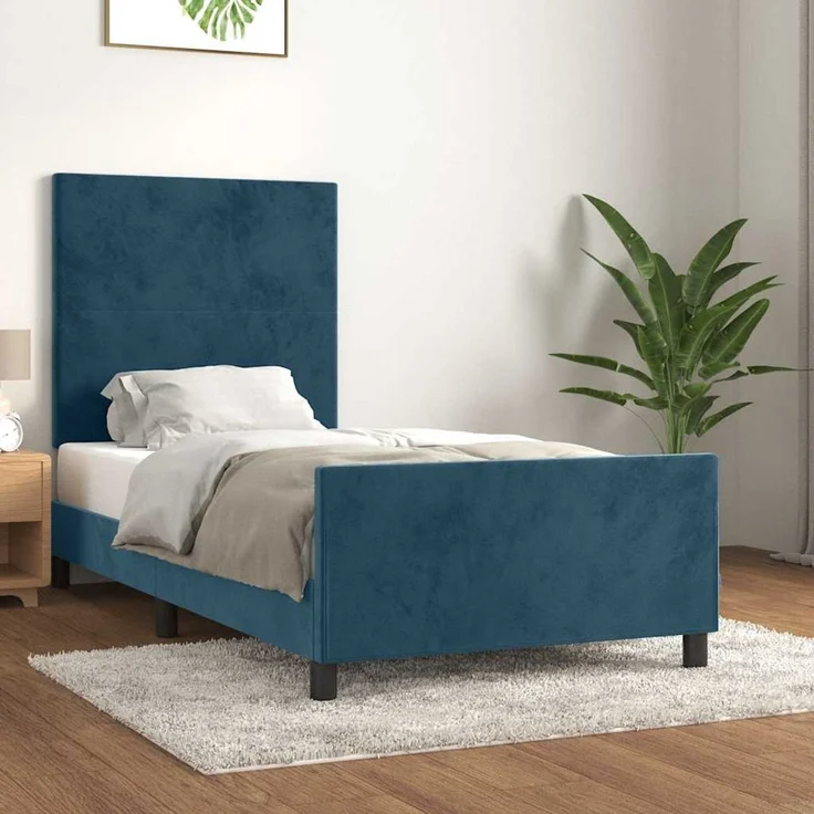 Einzelbettgestell Design für Erwachsene ohne Matratze Dunkelblau 80x200 cm Samt d4387e – Bild 2