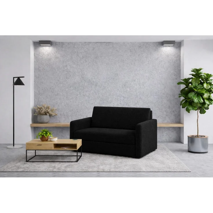 KRISAN MÖBEL Sofa ARIA 2-Sitzer Schlafsofa 122 × 95 × 84 cm in Schwarz Stoff GERA mit Schlaffunktion und Bettkasten – Bild 4