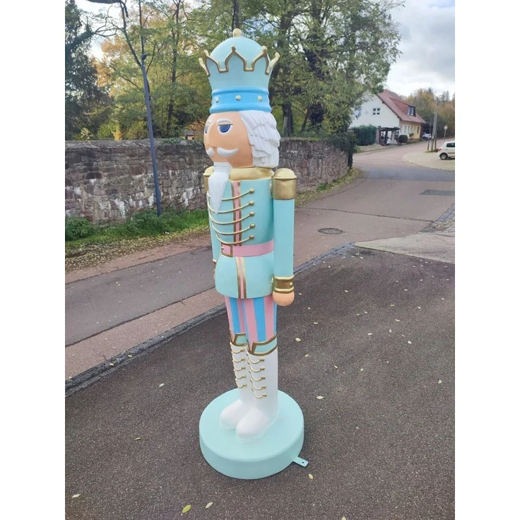 XXL Premium Nussknacker auf Standfuss 200 cm Garten Deko Figur Weihnachtsmann v2 – Bild 6