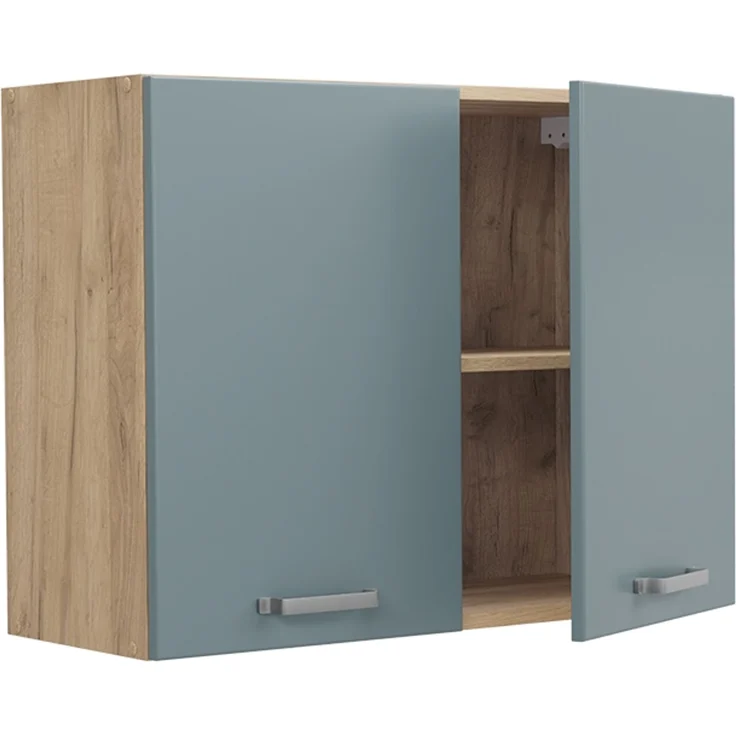 Küchenglasschrank R-Line Blau-Grau/Goldkraft Eiche 80 cm Vicco – Bild 3