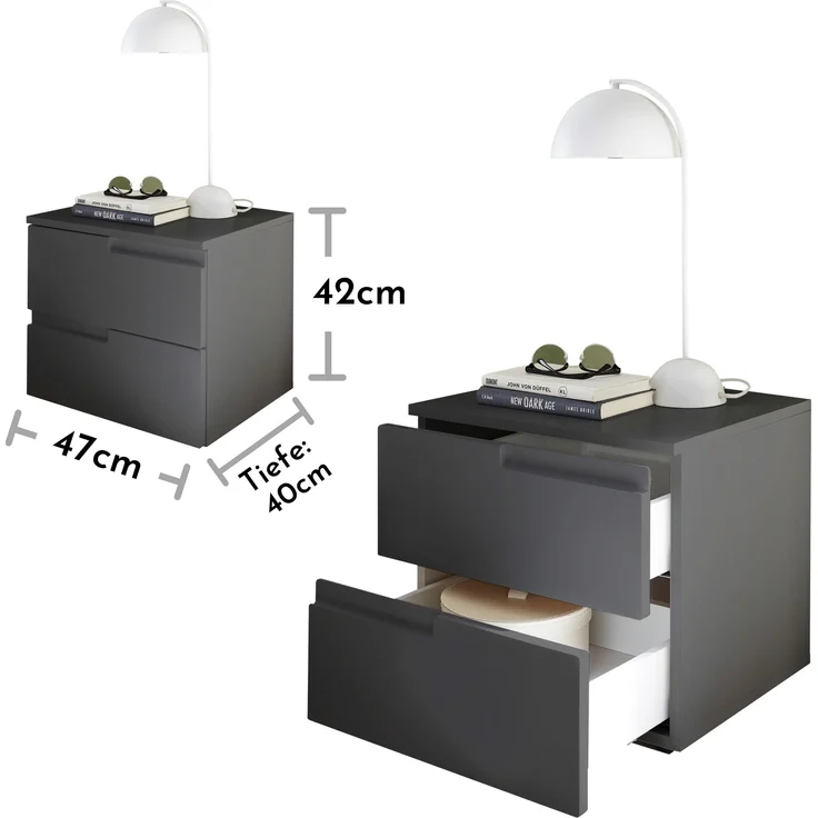 Nachtkommode >Spice< (BxHxT: 46x42x40 cm) in Graphit matt - 46x42x40cm (BxHxT) – Bild 7