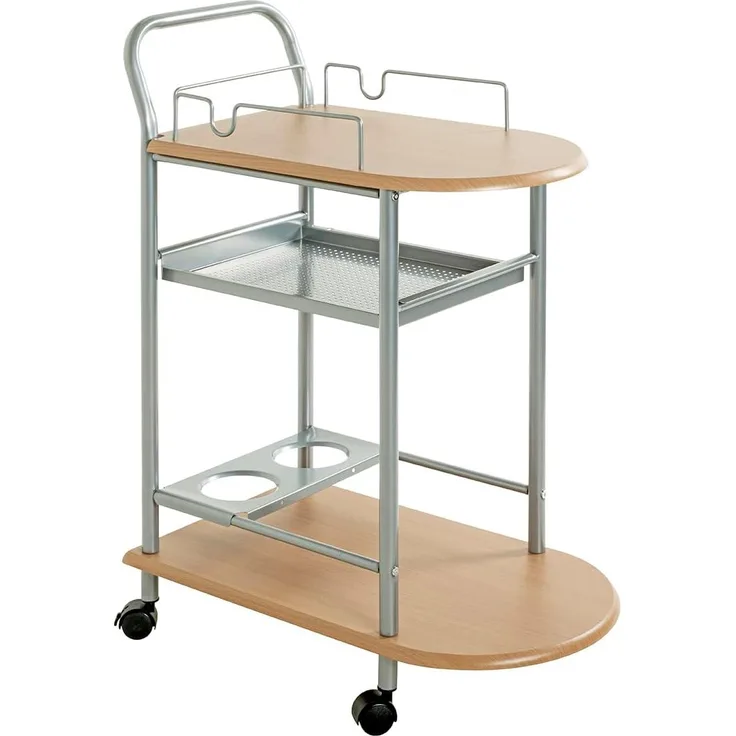 HAKU Möbel Küchenwagen - alu-buche - H. 83cm x B. 65cm - HAKU-40027