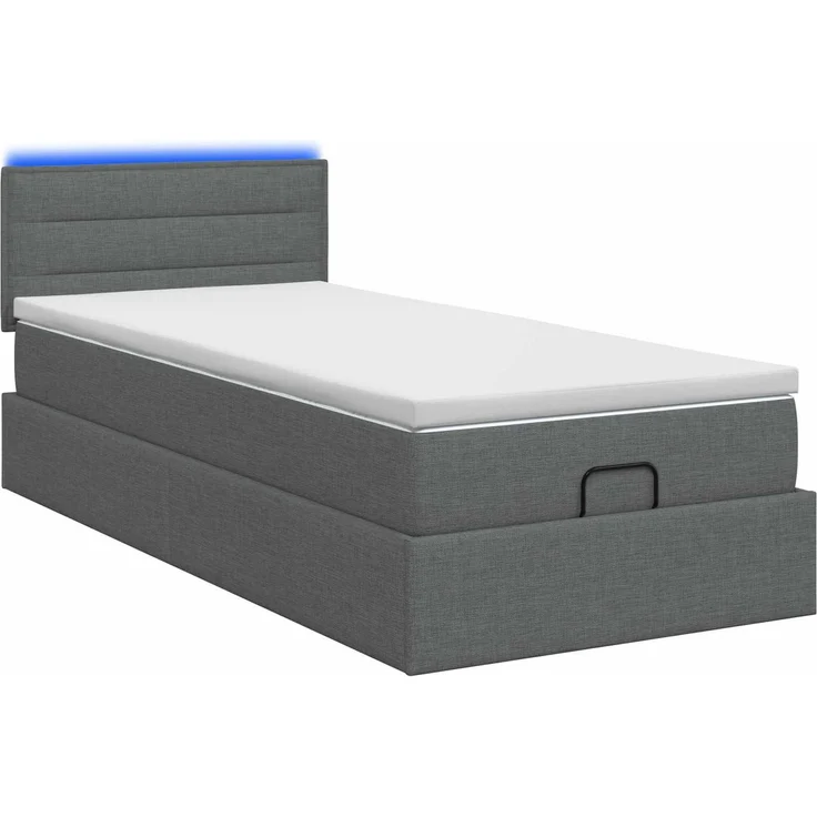vidaXL Ottoman-Bett mit Matratze und LED Dunkelgrau 100 x 200 cm Stoff 3456802 – Bild 9