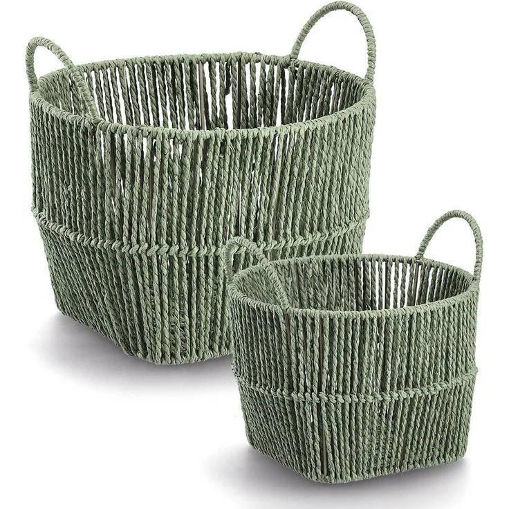 Zeller Present Aufbewahrungskorb, Papiergeflecht, salbei, ca. Ø 30 x 21 cm – Bild 2