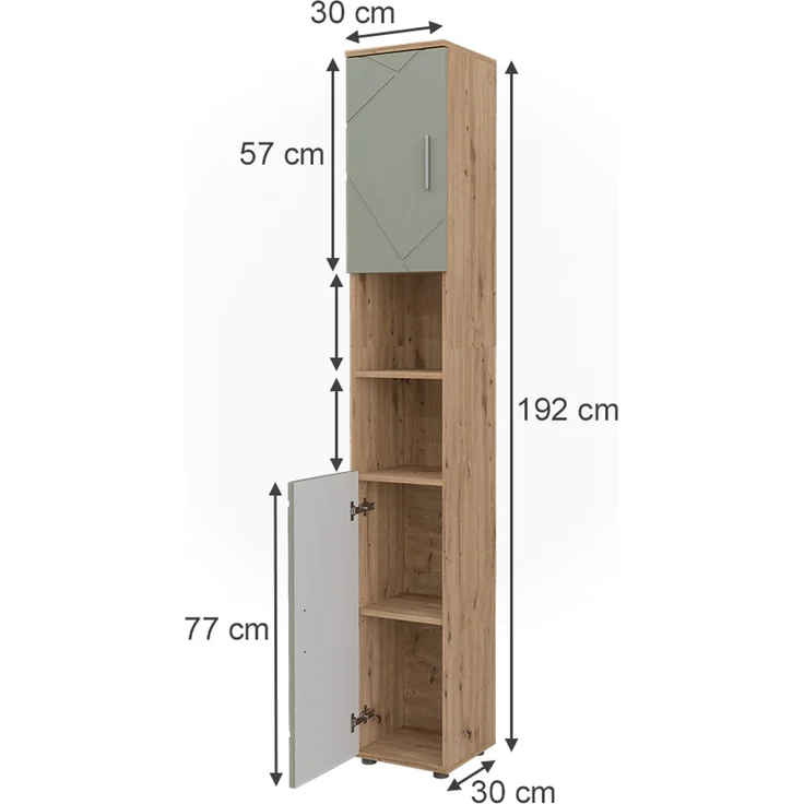 Badschrank Irma Salbeigrün 30 x 192 cm Vicco – Bild 2