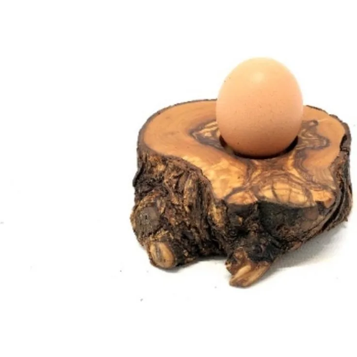 Olivenholz-erleben Eierbecher Eierbecher mit rustikalem Rand aus Olivenholz, (1-tlg), antibakterielle Wirkung