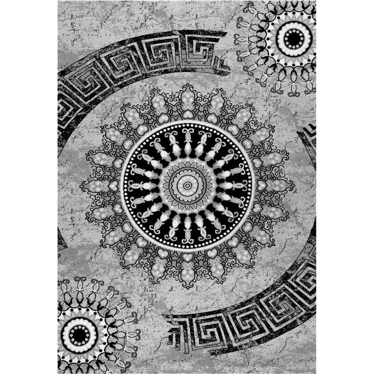 Vimoda Teppich Medallion Spezielles Design, Rechteckig, Höhe: 11 mm, Dick & Robust, Pflegeleicht, Läufer Wohnzimmer in Grau