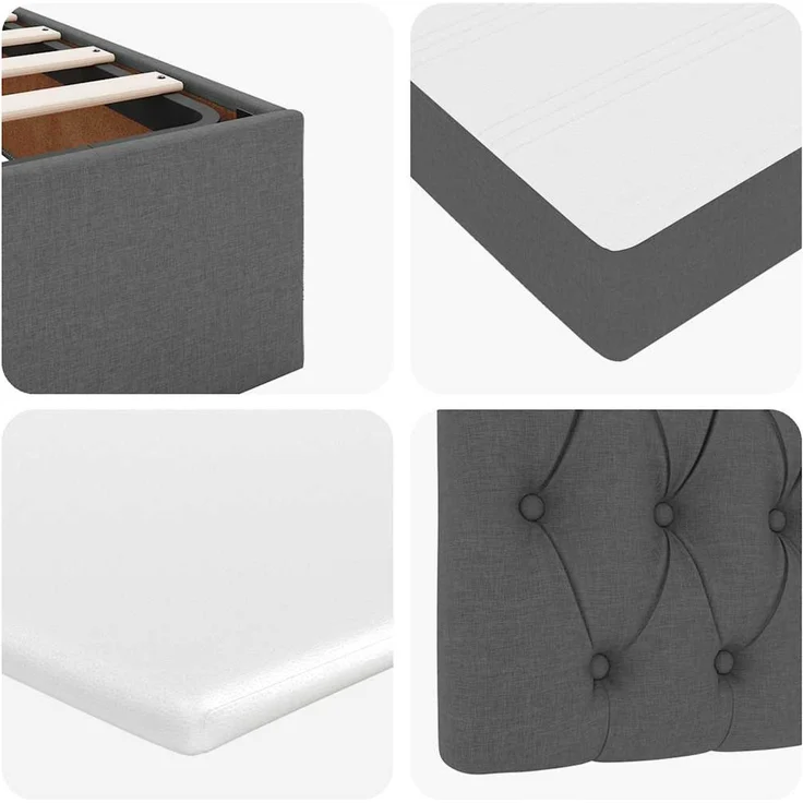 vidaXL Ottoman-Bett mit Matratze Dunkelgrau 100x200 cm Stoff 3311519 – Bild 11