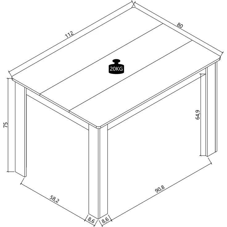 VCM Disalo 922232 H. 75 x B. 115 x T. 80 cm – Bild 5
