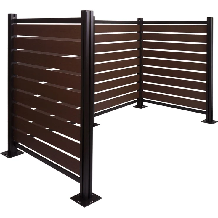 Alu Mülltonnen-Zaun HWC-K57, Mülltonnenverkleidung, Holzoptik erweiterbar 130x206x110cm ~ braun – Bild 8