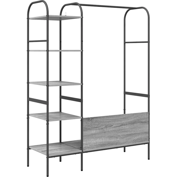 vidaXL Kleiderständer mit Regal Grau 120 x 44 x 160 cm Holzwerkstoff 868448 – Bild 6