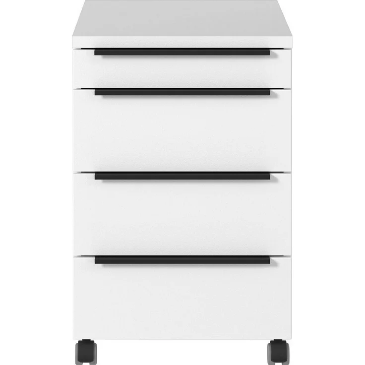 GERMANIA Rollcontainer Mailand, mit 4 Schubladen, optional mit Schubladendämpfung, Utensilienfach, 42x63 cm, Made in Germany