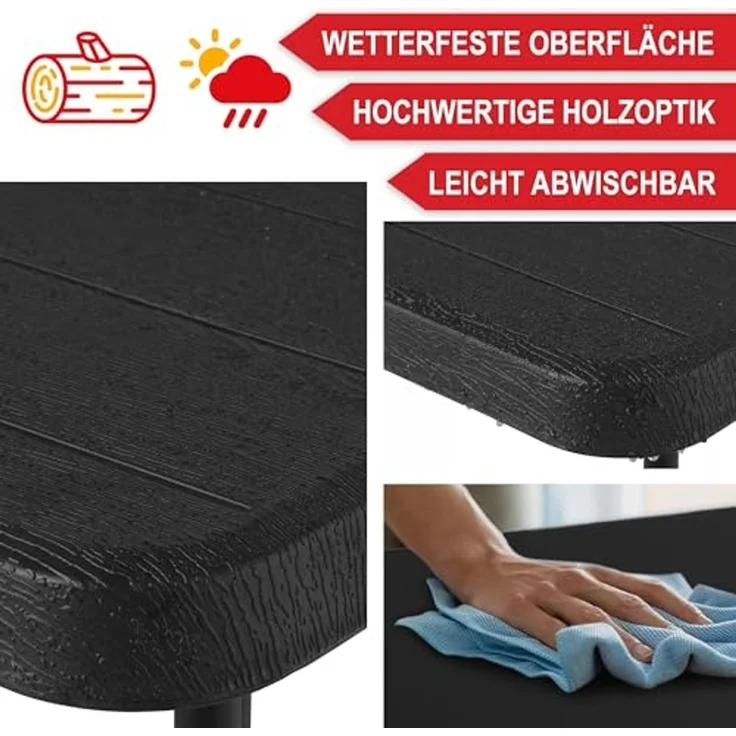 Onbest Balkontisch mit Holz Optik – klappbar – Campingtisch aus robustem Kunststoff – 80 kg Belastbarkeit – für Balkon, Garten & Terrasse – wetterfest – eckig – 56x61 cm – Bild 4
