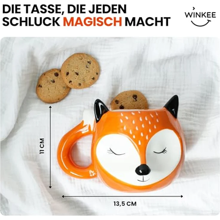 Winkee Tasse Kaffeebecher /Teebecher schlafender Fuchs, Keramik – Bild 5