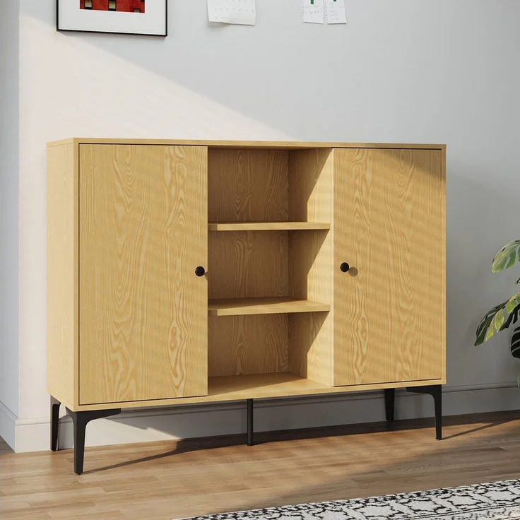 SONNI Sideboard Eichenfarbenes Sideboard mit Flügeltüren – Bild 2
