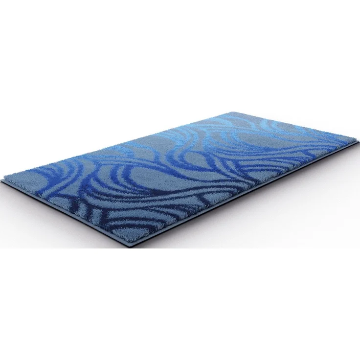 Badematte >MAYRA< in blue, 100% Polyacryl SUPERSOFT - 120x70x1,8cm (LxBxH) – Bild 3